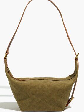 Madewell - The Canvas Sling Bag Leather Strap Olive Green Minimalist